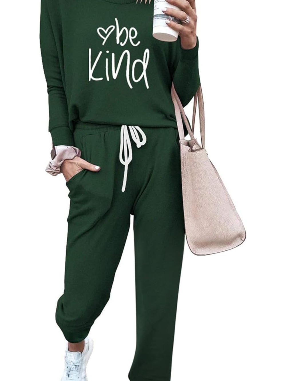 PRETTYGARDEN 2 Piece Lounge Outfit Long Sleeve Tops High Waisted Joggers. XL.